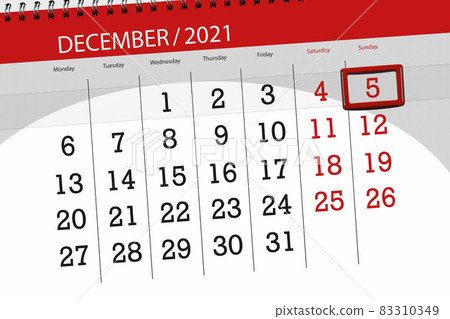 Calendar planner for the month december 2021, deadline day, 5, sunday 83310349