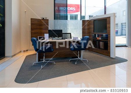 dealer car showroom, modern stylish office interior 83310933