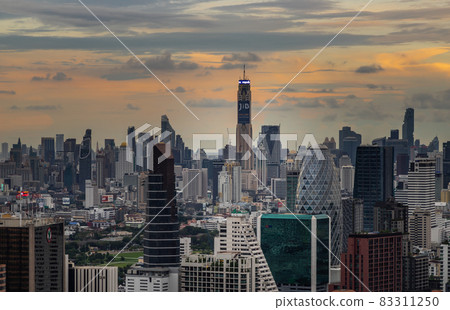 City view of Bangkok before the sunset creates energetic feeling to get ready for the day waiting ahead. 83311250