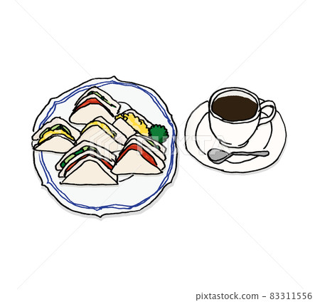 Coffee shop mixed sandwich and coffee morning set Coffee shop mixed sandwich and coffee morning set 83311556