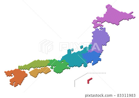 Cube Dot 3D Map of Japan (by region) - Stock Illustration [83311983 ...