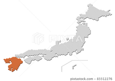 Cube Dot 3D Japanese Map Kyushu - Stock Illustration [83312276] - PIXTA