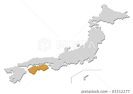 Cube Dot 3D Map of Japan Shikoku - Stock Illustration [83312277] - PIXTA