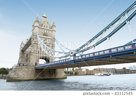 London, U.K., July 22,2021 - Tower Bridge, hystorical construction in London, tourist atraction. London, U.K., July 22,2021 - Tower Bridge, hystorical construction in London, tourist atraction. 83312585