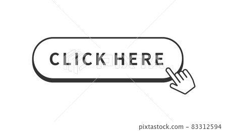 Simple button illustration template banner monochrome, line drawing, oval, shaded, finger cursor version 83312594
