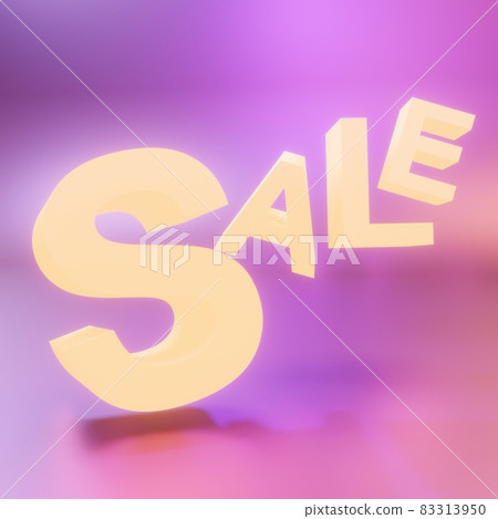 3D rendering / 3D illustration) Three-dimensional SALE characters 80's 90's retro sale square 83313950