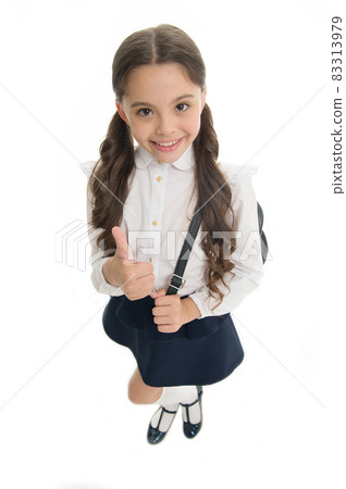 Highly recommend. Schoolgirl shows thumb up gesture 83313979