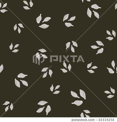 Seamless pattern cardamom on dark green background. Cute plant sketch ornament. Random texture template for fabric. Seamless pattern cardamom on dark green background. Cute plant sketch ornament. Random texture template for fabric. 83314258