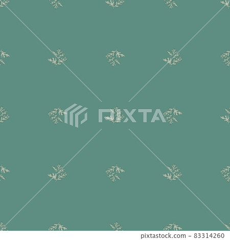 Seamless pattern wormwood on teal background. Beautiful plant ornament. Geometrical texture template for fabric. 83314260