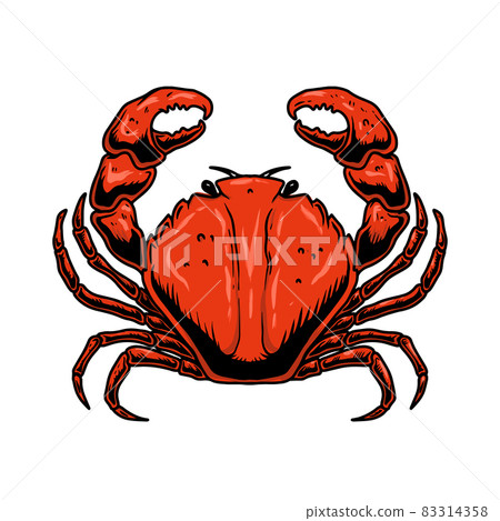 Illustration of crab in engraving style isolated on white background. Design element for logo, label, sign, poster, banner, card. Vector illustration Illustration of crab in engraving style isolated on white background. Design element for logo, label, sign, poster, banner, card. Vector illustration 83314358