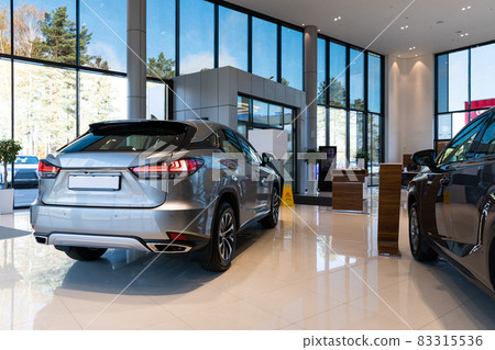 dealership of premium cars, interior photography of a modern showroom 83315536