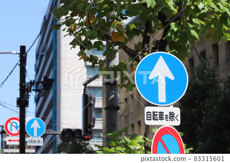 Road sign "Prohibition of traveling outside the designated direction" 83315601