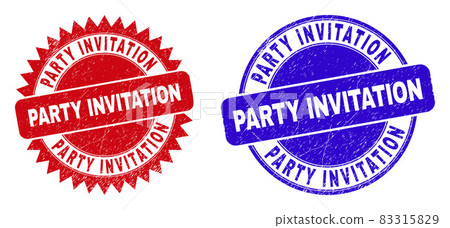 PARTY INVITATION Round and Rosette Stamp Seals with Unclean Style 83315829
