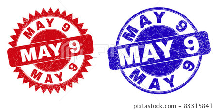 MAY 9 Round and Rosette Seals with Grunge Style MAY 9 Round and Rosette Seals with Grunge Style 83315841