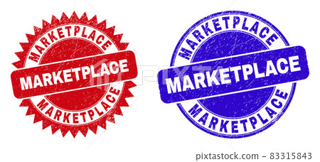 MARKETPLACE Round and Rosette Seals with Unclean Texture MARKETPLACE Round and Rosette Seals with Unclean Texture 83315843