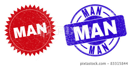 MAN Rounded and Rosette Stamps with Grunge Texture MAN Rounded and Rosette Stamps with Grunge Texture 83315844