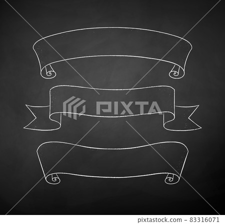 Chalk drawn set of line art ribbon banners 83316071