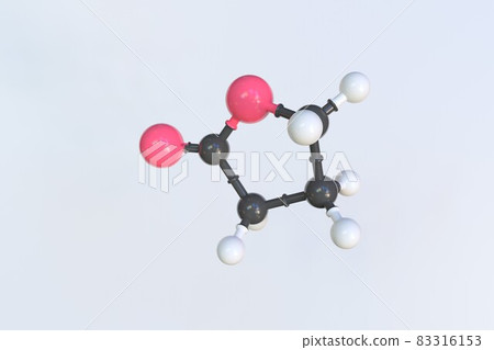 Gamma-butyrolactone molecule made with balls, isolated molecular model. 3D rendering 83316153