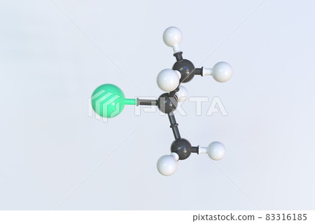 2-bromopropane molecule, isolated molecular model. 3D rendering 83316185