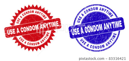 USE A CONDOM ANYTIME Rounded and Rosette Stamps with Corroded Surface USE A CONDOM ANYTIME Rounded and Rosette Stamps with Corroded Surface 83316421