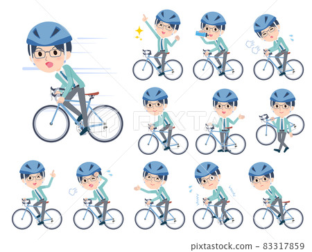 A set of male clerk riding a road bike 83317859