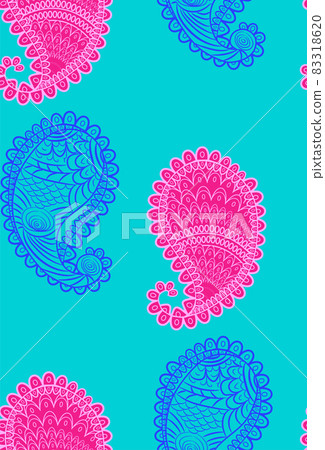 seamless pattern with Indian ornament. Turkish cucumber seamless pattern with Indian ornament. Turkish cucumber 83318620