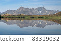 Reflection of the Pic de Belledonne in the lake Besson  83319032