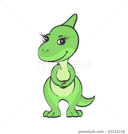 Little green dinosaur gir on white background Little green dinosaur gir on white background 83319156