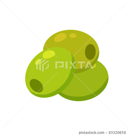 Olive. Green ingredients. Many Raw vegetable. Flat cartoon illustration Olive. Green ingredients. Many Raw vegetable. Flat cartoon illustration 83320658