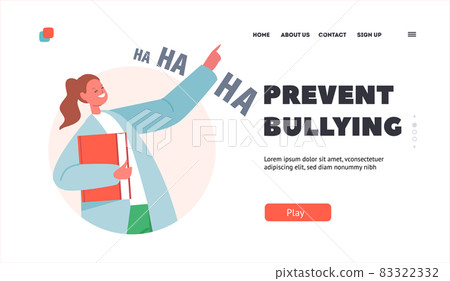 Prevent Bullying Landing Page Template. Teenager Girl Laughing, Teen Abuse in School. Kid Laugh and Pointing with Finger Prevent Bullying Landing Page Template. Teenager Girl Laughing, Teen Abuse in School. Kid Laugh and Pointing with Finger 83322332