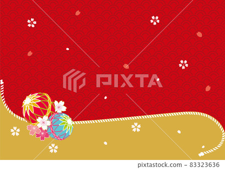 New Year background illustration Temari and cherry blossoms New Year background illustration Temari and cherry blossoms 83323636