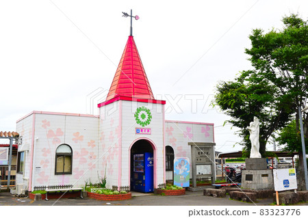 Unzen City, Nagasaki Prefecture Shimabara Railway Aino Station Station Building Full View Rain Unzen City, Nagasaki Prefecture Shimabara Railway Aino Station Station Building Full View Rain 83323776