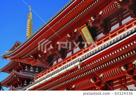 Senso-ji Temple Hokuramon and five-storied pagoda Senso-ji Temple Hokuramon and five-storied pagoda 83324336