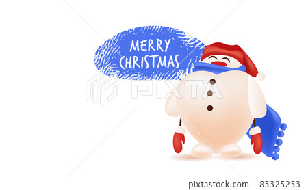 snowman in red hat celebrating merry christmas happy new year holidays concept horizontal vector illustration 83325253