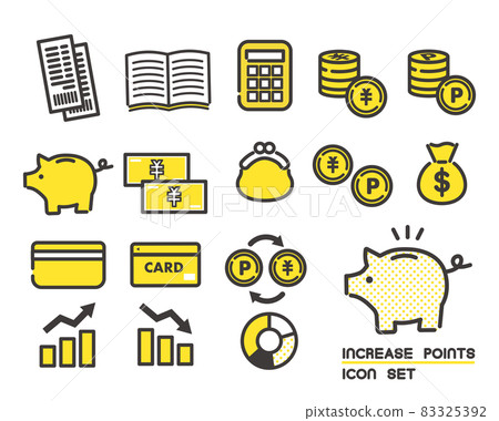 Vector illustration material / icon / economy / business related to savings and household budget such as household account book and piggy bank 83325392