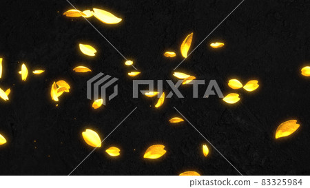 Image of golden cherry blossoms scattered on black Japanese paper Japanese style modern 83325984