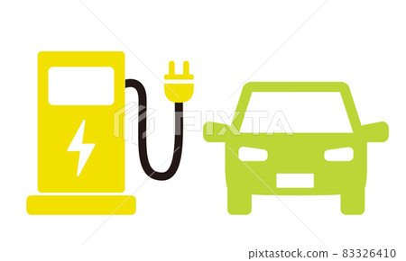 Image illustration of electric vehicle charging station (EV) eco-car 83326410