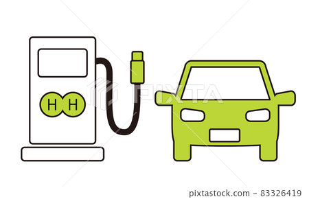 Hydrogen station fuel cell vehicle (FCV) eco-car image illustration 83326419
