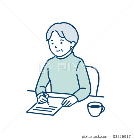 寫信的資深婦女 83326917