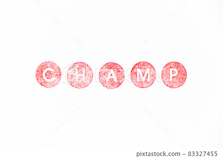 Red color rubber stamp in word champ on white paper background 83327455