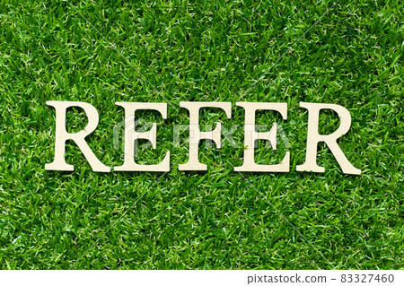 Wood letter in word refer on green grass background 83327460