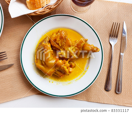 cuisine american stewed pigs trotter served on plate on wooden table cuisine american stewed pigs trotter served on plate on wooden table 83331117