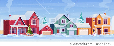 Residential houses with christmas decoration Residential houses with christmas decoration 83331339