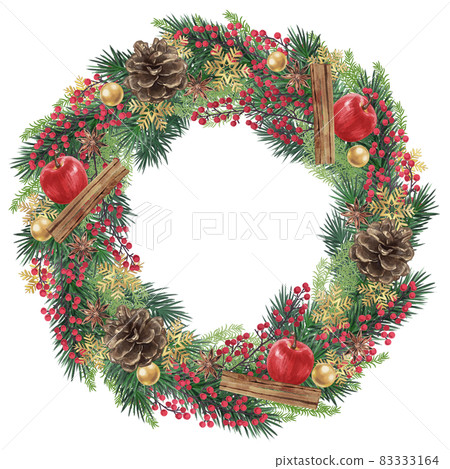 Beautiful Christmas wreath illustration 83333164