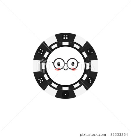 Casino poker chip in eyeglasses emoticon isolated on white background. 83333264