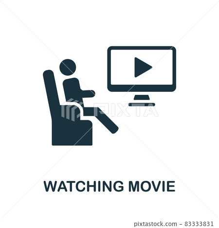Watching Movie icon. Monochrome sign from home rest collection. Creative Watching Movie icon illustration for web design, infographics and more Watching Movie icon. Monochrome sign from home rest collection. Creative Watching Movie icon illustration for web design, infographics and more 83333831