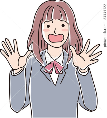 High school girl with a panicked expression 83334122