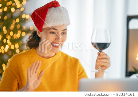 Woman working before Christmas Woman working before Christmas 83334161