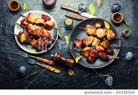 Appetizing kebab in plum marinade 83336164