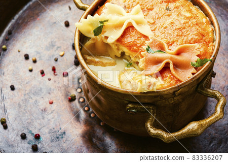 Casserole with chicken and macaroni 83336207